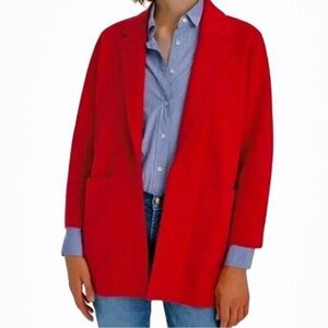 Magaschoni XS oversized boyfriend designer red cotton wool blend knit blazer EUC